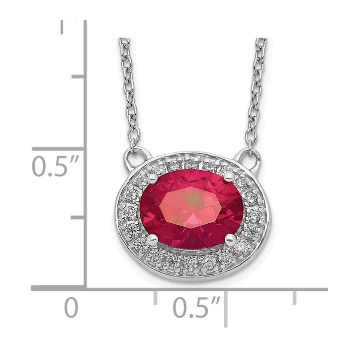 Goldia 14k White Gold Real Diamond and Oval Ruby 18 inch Necklace Necklaces
