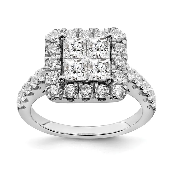 Goldia 14k White Gold Real Diamond Cluster Real Diamond Engagement Ring Rings Goldia 14k White Gold Real Diamond Cluster Real Diamond Engagement Ring Rings