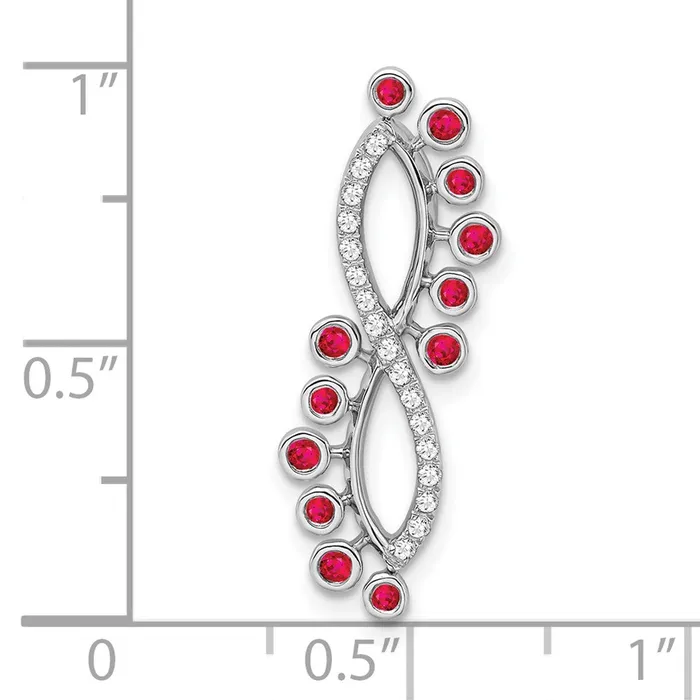 Goldia 14k White Gold Ruby and Real Diamond Infinity Chain Slide Rings