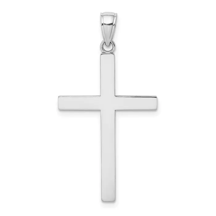 Goldia 14k White Gold Solid Reversible Latin Cross Pendant Necklaces