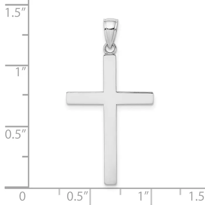 Goldia 14k White Gold Solid Reversible Latin Cross Pendant Necklaces