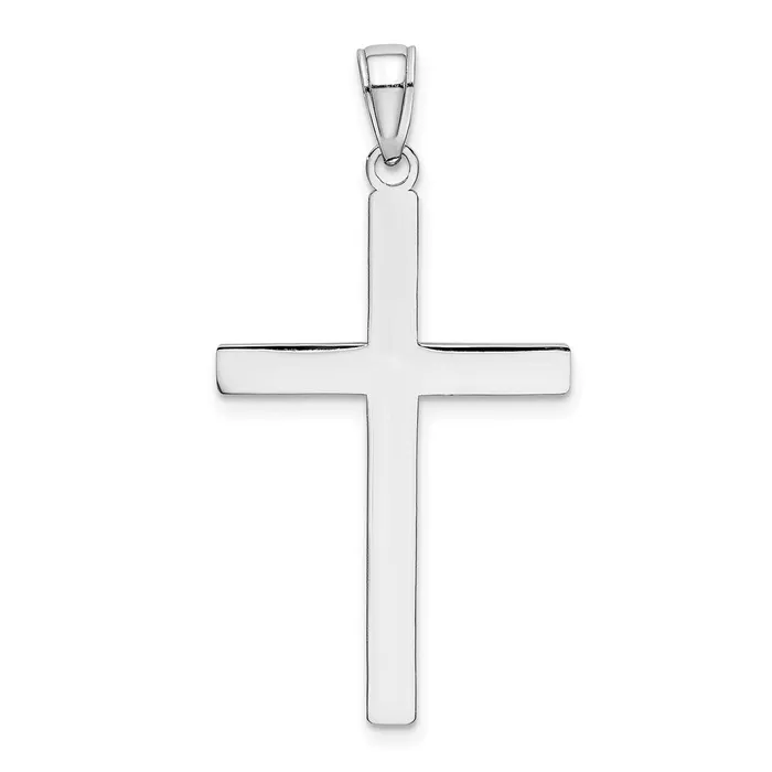 Goldia 14k White Gold Solid Reversible Latin Cross Pendant Necklaces