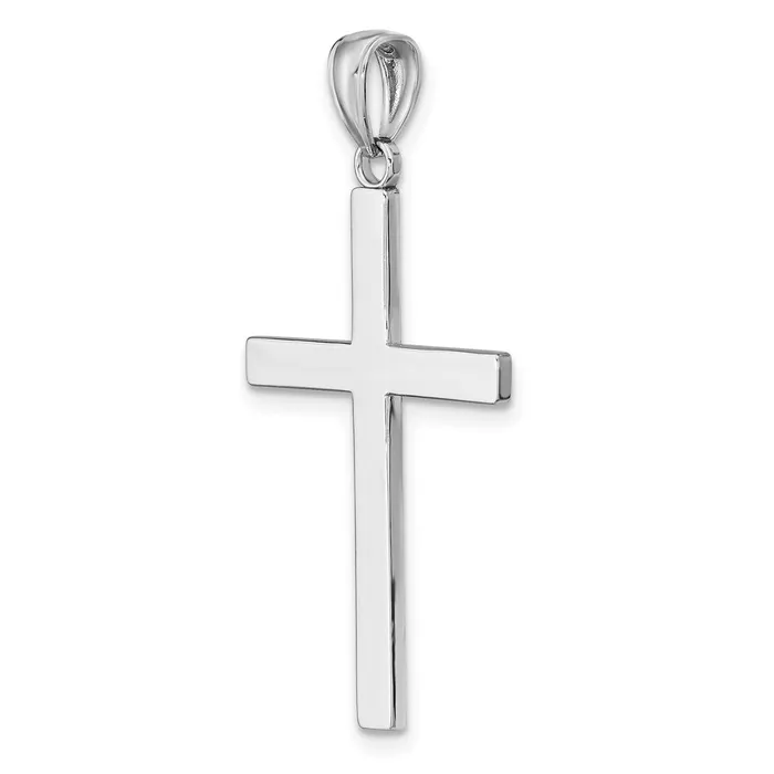 Goldia 14k White Gold Solid Reversible Latin Cross Pendant Necklaces