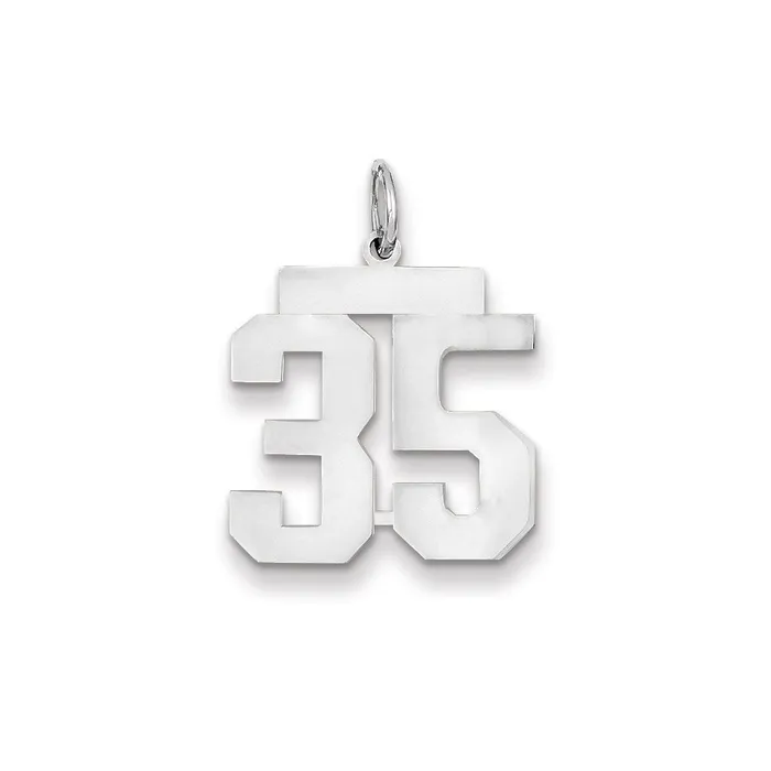 Goldia 14k White Gold WG Medium Polished Number 35 Charm Charm Necklaces