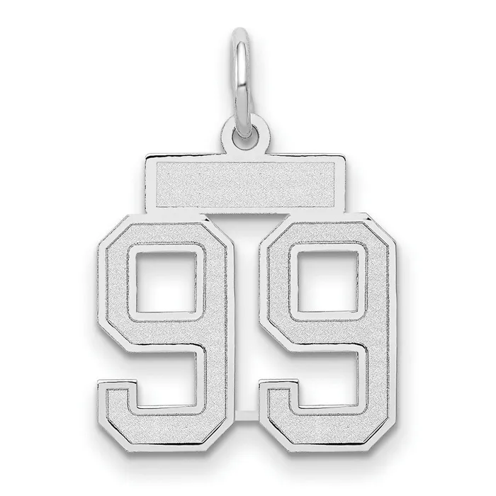 Goldia 14k White Goldw Small Satin Number 99 Charm Charm Necklaces