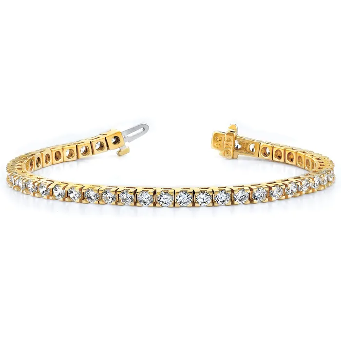 Goldia 14k Yellow Gold 1 14 Ct Lab Grown Diamond VSSI G Round Tennis Bracelet Bracelets