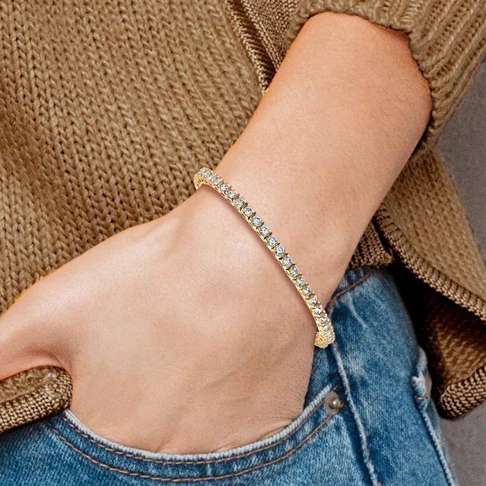 Goldia 14k Yellow Gold 1 14 Ct Lab Grown Diamond VSSI G Round Tennis Bracelet Bracelets