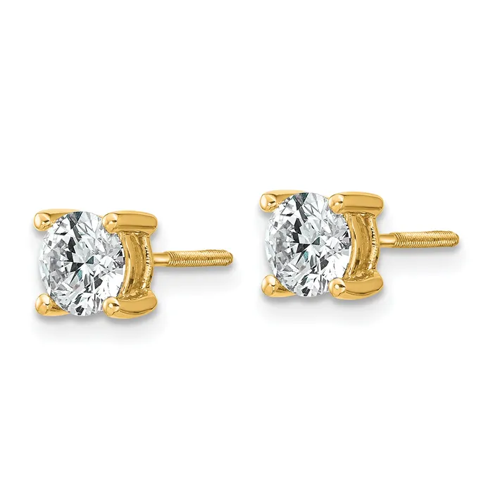 Goldia 14k Yellow Gold 1 ctw Certified Lab Grown Diamond VSSI G Round 4 Prong Heavy Wt Screwback Stud Earrings Earrings