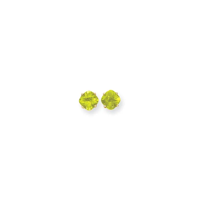 Goldia 14k Yellow Gold 7x7mm Cushion Peridot Checker Earrings Earrings
