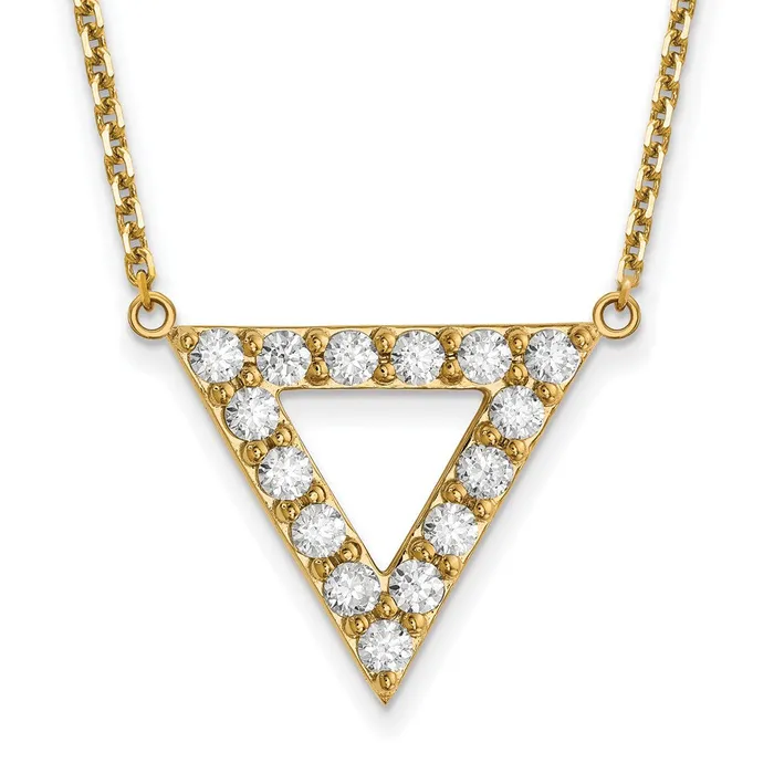 Goldia 14K Yellow Gold AAA Quality Real Diamond 20mm Triangle Necklace Necklaces