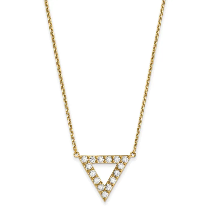 Goldia 14K Yellow Gold AAA Quality Real Diamond 20mm Triangle Necklace Necklaces