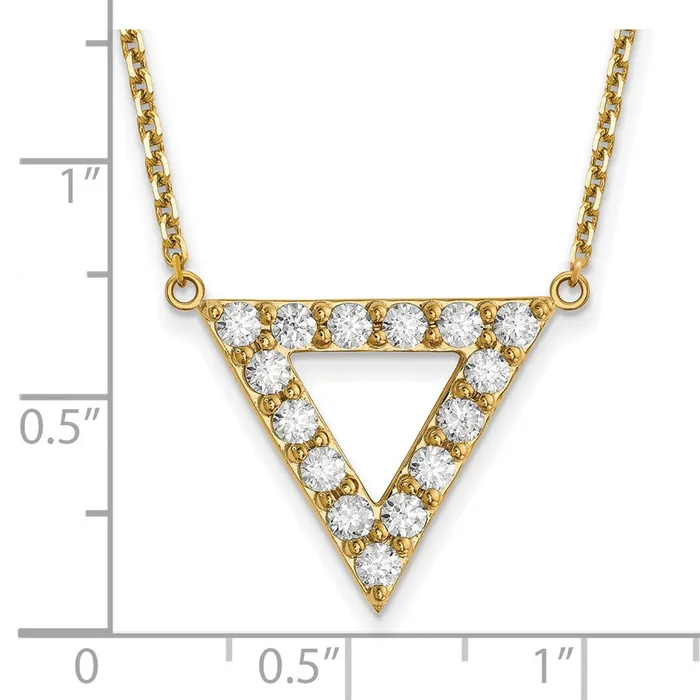Goldia 14K Yellow Gold AAA Quality Real Diamond 20mm Triangle Necklace Necklaces
