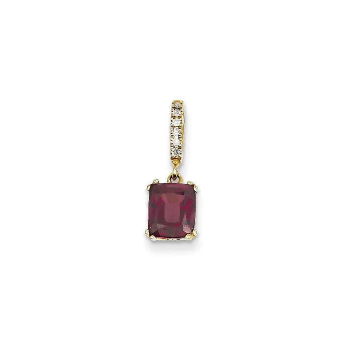 Goldia 14k Yellow Gold Diamond and Rhodolite Garnet Pendant Necklaces