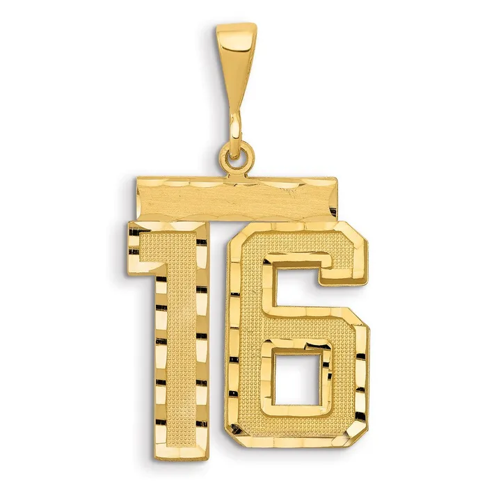 Goldia 14k Yellow Gold Small Brushed Diamondcut Number 16 Charm Charm Necklaces Goldia 14k Yellow Gold Small Brushed Diamondcut Number 16 Charm Charm Necklaces