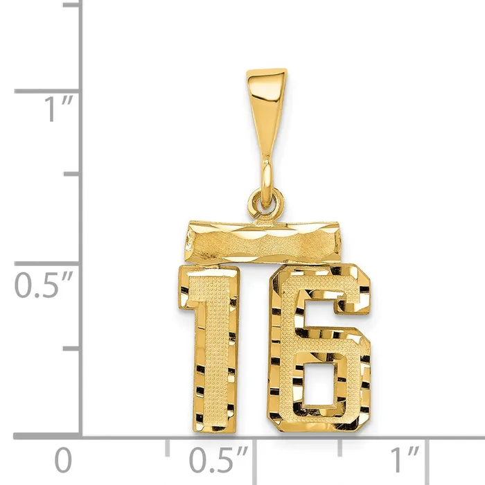 Goldia 14k Yellow Gold Small Brushed Diamondcut Number 16 Charm Charm Necklaces