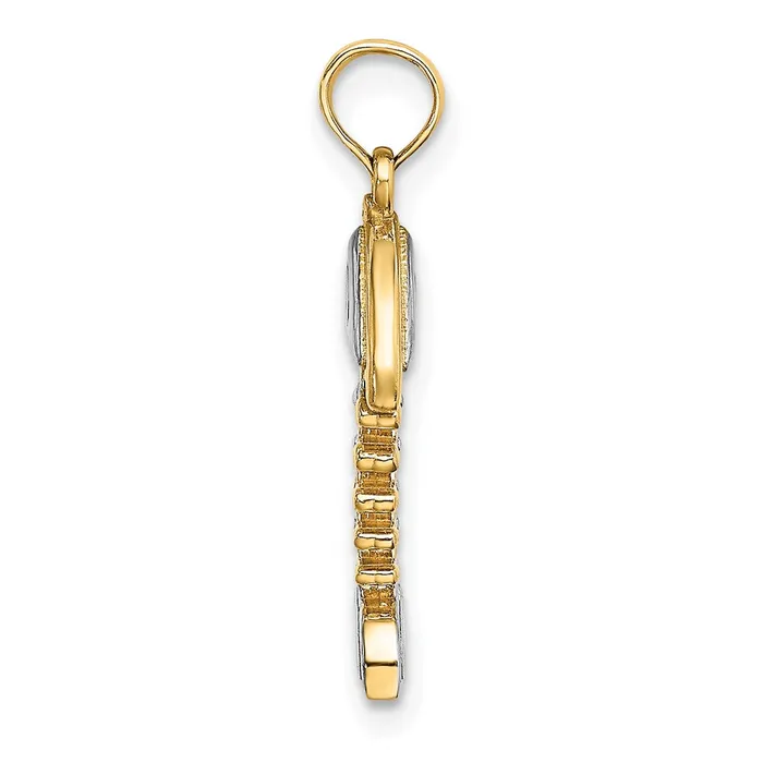 Goldia 14k Yellow u0026 Rhodium Gold wRhodium 3D Fishbone Charm Charm Necklaces