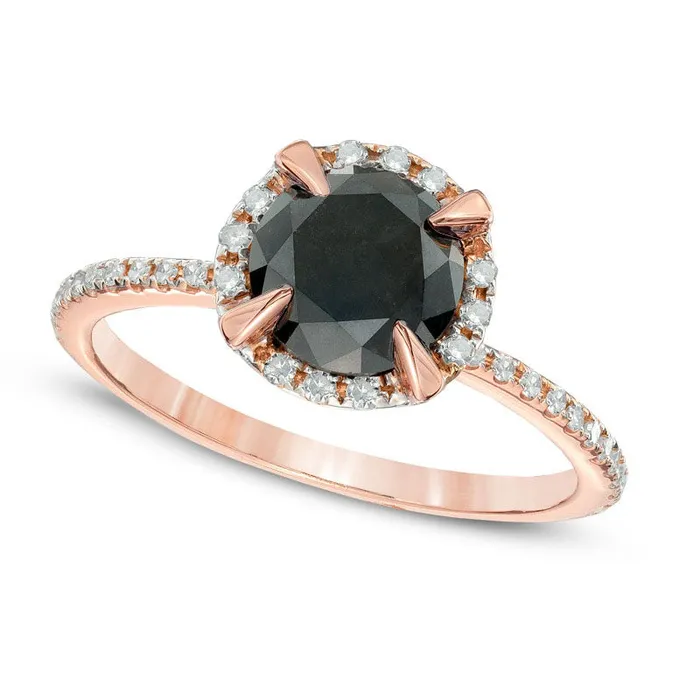 Goldia 20 CT TW Enhanced Black and White Natural Diamond Frame Engagement Ring in Solid 10K Rose Gold Rings Goldia 20 CT TW Enhanced Black and White Natural Diamond Frame Engagement Ring in Solid 10K Rose Gold Rings
