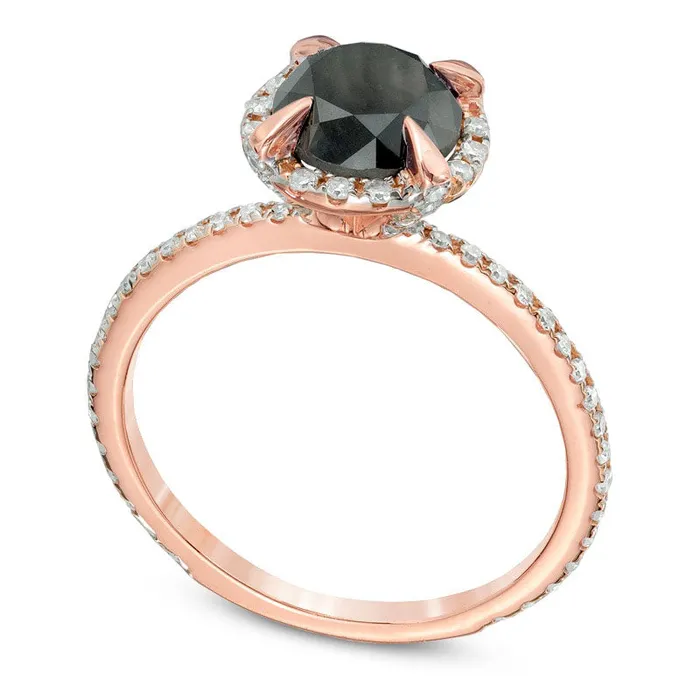 Goldia 20 CT TW Enhanced Black and White Natural Diamond Frame Engagement Ring in Solid 10K Rose Gold Rings Goldia 20 CT TW Enhanced Black and White Natural Diamond Frame Engagement Ring in Solid 10K Rose Gold Rings