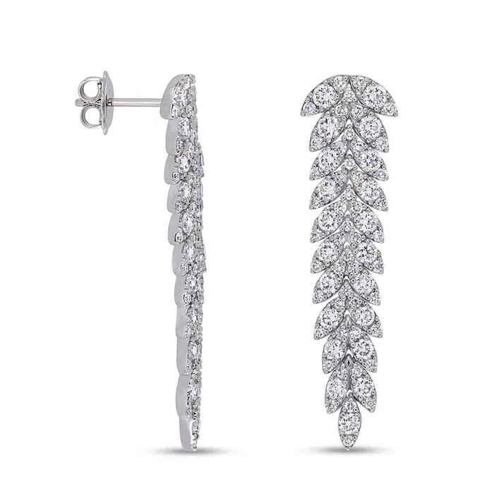Goldia 35 CT TW Marquise Composite Diamond Vine Drop Earrings in 14K White Gold Earrings Goldia 35 CT TW Marquise Composite Diamond Vine Drop Earrings in 14K White Gold Earrings