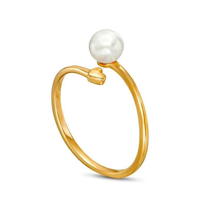 Goldia 55mm Cultured Freshwater Pearl and Polished Heart Open Wrap Ring in Solid 10K Yellow Gold Rings Goldia 55mm Cultured Freshwater Pearl and Polished Heart Open Wrap Ring in Solid 10K Yellow Gold Rings