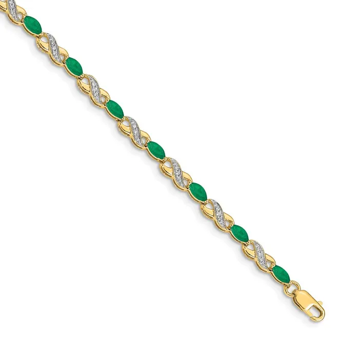 goldiaca 14k Yellow Gold Natural Diamond and Emerald Infinity Bracelet Bracelets goldiaca 14k Yellow Gold Natural Diamond and Emerald Infinity Bracelet Bracelets