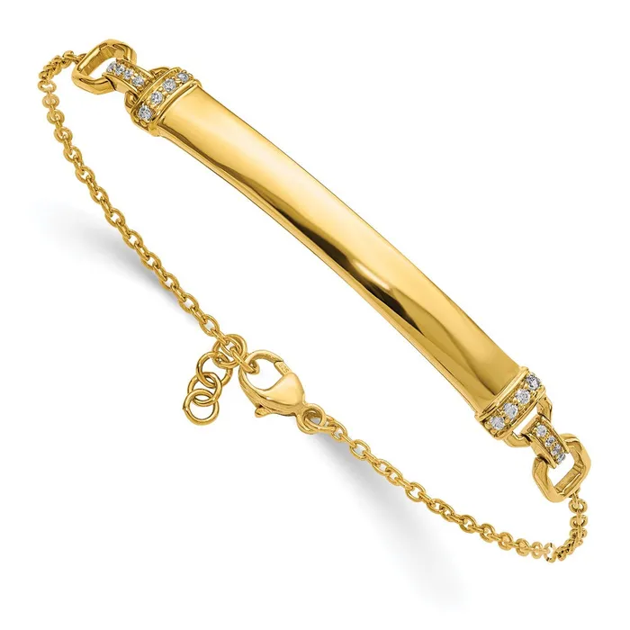 goldiaca Bracelets 14k Yellow Gold Natural Diamond ID Bracelet
