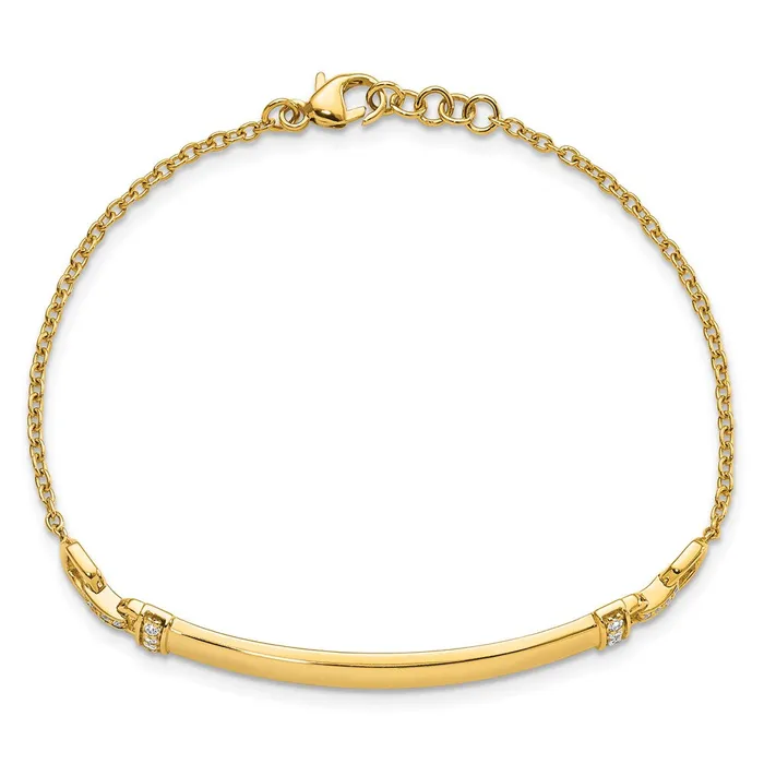 goldiaca Bracelets 14k Yellow Gold Natural Diamond ID Bracelet