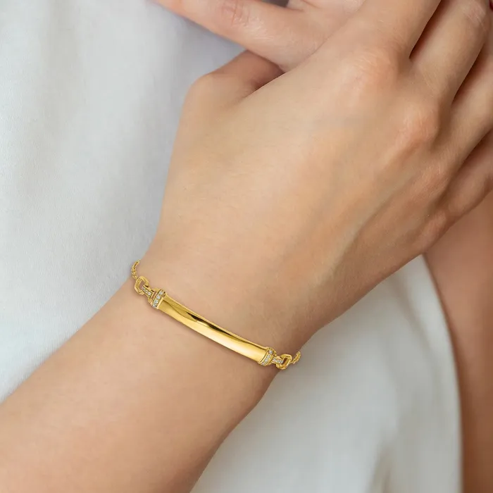 goldiaca Bracelets 14k Yellow Gold Natural Diamond ID Bracelet