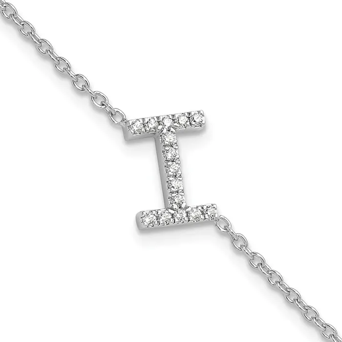 goldiaca Bracelets 14KW Natural Diamond Sideways Letter I w 1in ext Bracelet goldiaca Bracelets 14KW Natural Diamond Sideways Letter I w 1in ext Bracelet