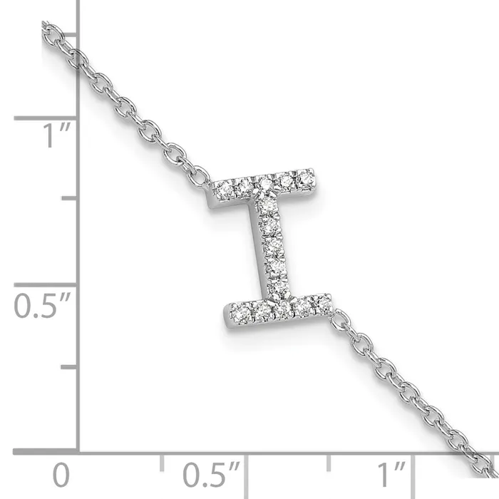 goldiaca Bracelets 14KW Natural Diamond Sideways Letter I w 1in ext Bracelet