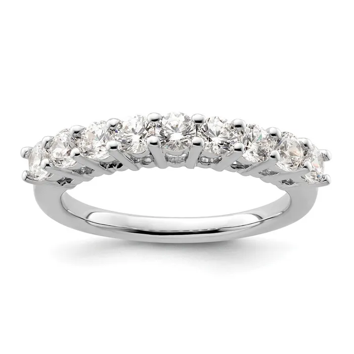 goldiaca Rings 14K White Gold 9Stone Real Diamond Band