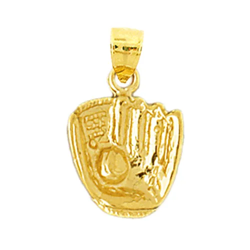 Goldia Charm Necklaces 14K Gold 14MM Baseball Mitt Charm