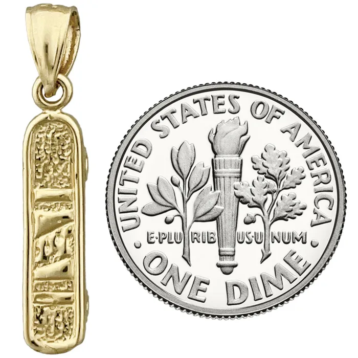 Goldia Charm Necklaces 14K Gold 3D Skateboard Charm