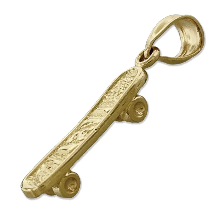 Goldia Charm Necklaces 14K Gold 3D Skateboard Charm