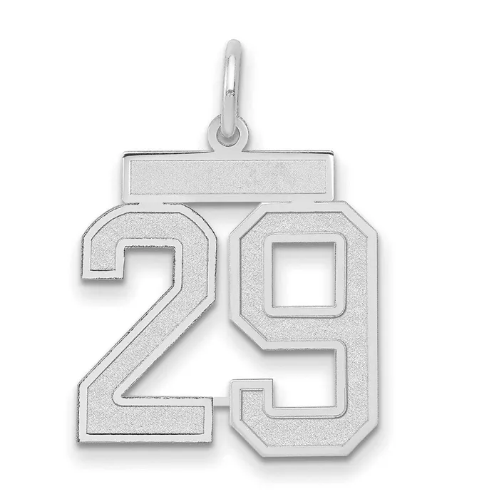 Goldia Charm Necklaces 14k White Goldw Medium Satin Number 29 Charm
