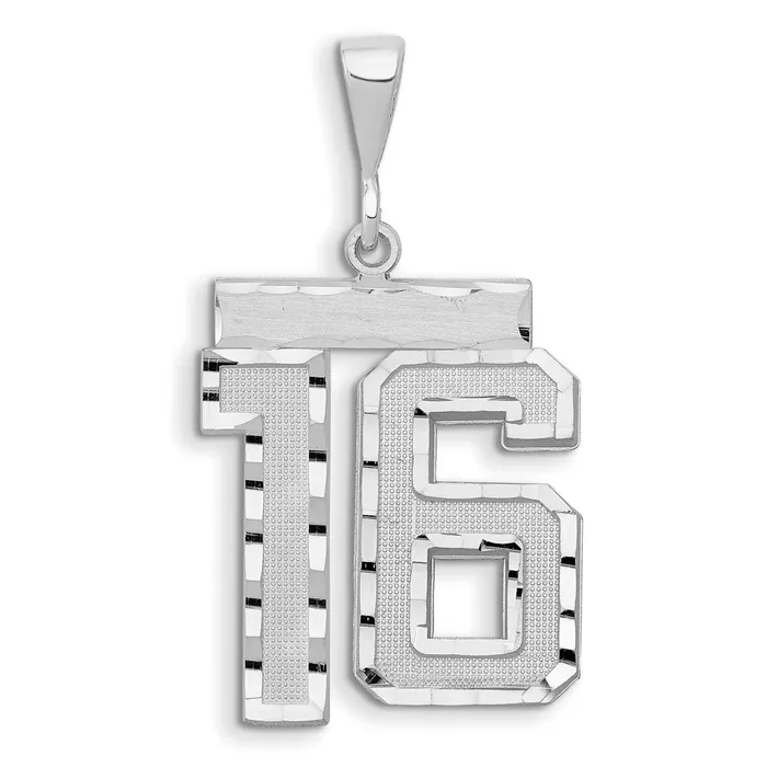 Goldia Charm Necklaces 14k White Goldw Small Brushed Diamondcut Number 16 Charm Goldia Charm Necklaces 14k White Goldw Small Brushed Diamondcut Number 16 Charm