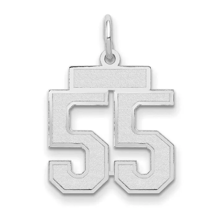Goldia Charm Necklaces 14k White Goldw Small Satin Number 55 Charm