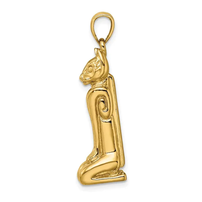 Goldia Charm Necklaces 14k Yellow Gold 3D Polished MARCO ISLAND Cat Charm