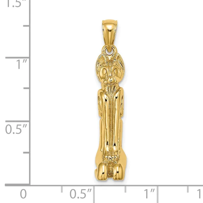 Goldia Charm Necklaces 14k Yellow Gold 3D Polished MARCO ISLAND Cat Charm