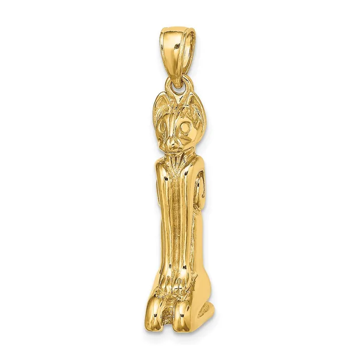 Goldia Charm Necklaces 14k Yellow Gold 3D Polished MARCO ISLAND Cat Charm
