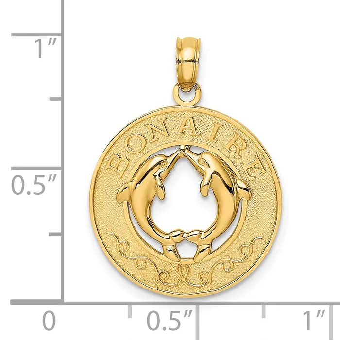 Goldia Charm Necklaces 14k Yellow Gold BONAIRE Circle w Dolphins Charm