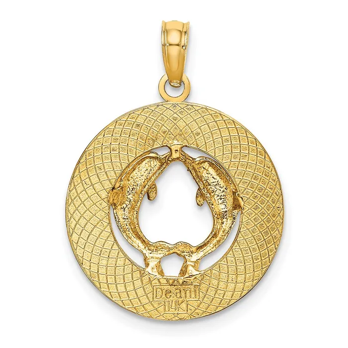 Goldia Charm Necklaces 14k Yellow Gold BONAIRE Circle w Dolphins Charm