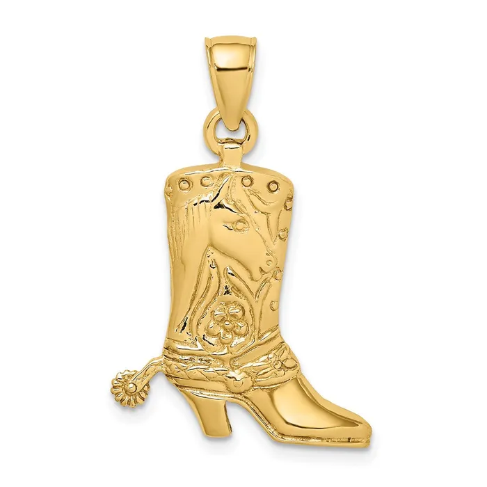 Goldia Charm Necklaces 14k Yellow Gold Cowboy Boot with Spur Charm