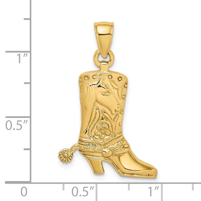 Goldia Charm Necklaces 14k Yellow Gold Cowboy Boot with Spur Charm