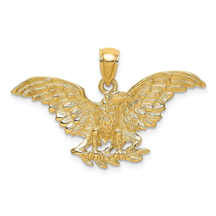 Goldia Charm Necklaces 14k Yellow Gold Eagle w Wings Spread Charm