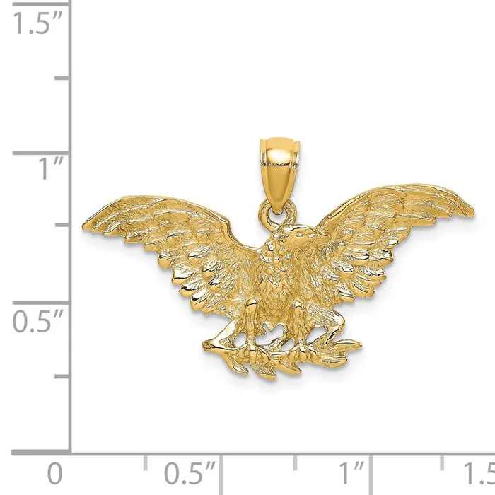 Goldia Charm Necklaces 14k Yellow Gold Eagle w Wings Spread Charm