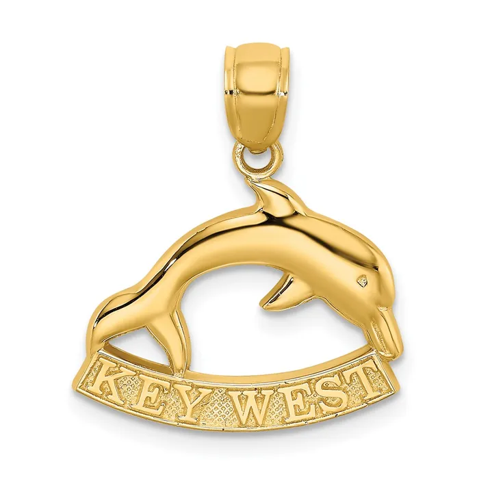Goldia Charm Necklaces 14k Yellow Gold KEY WEST Dolphin Charm