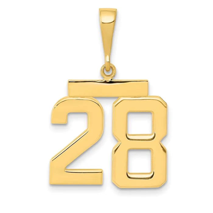 Goldia Charm Necklaces 14k Yellow Gold Medium Polished Number 28 Charm