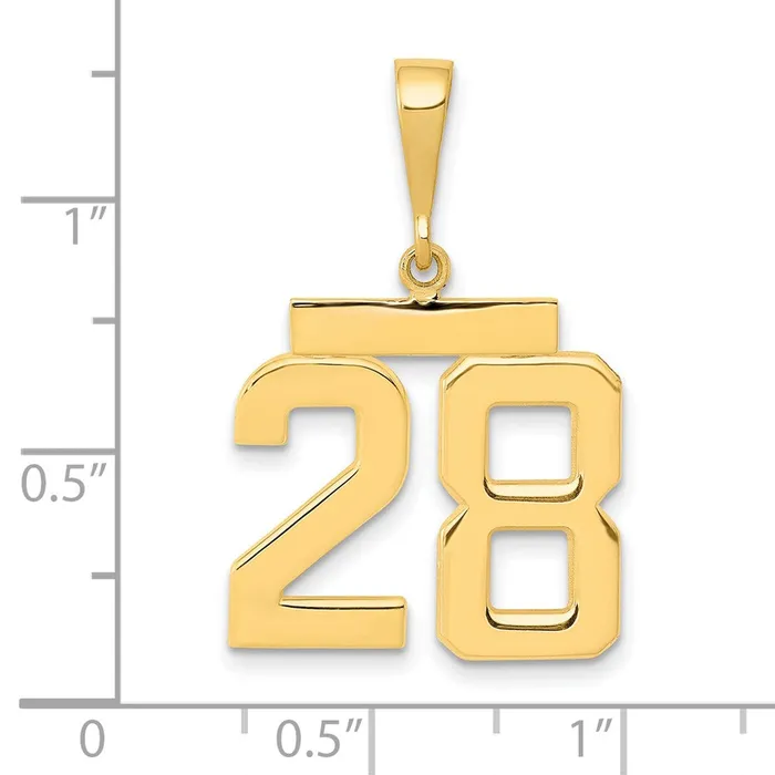 Goldia Charm Necklaces 14k Yellow Gold Medium Polished Number 28 Charm