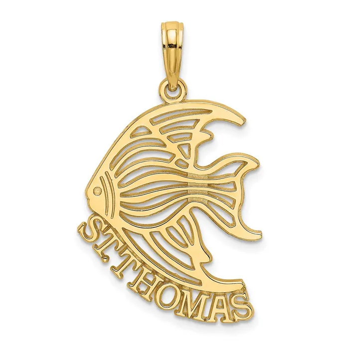 Goldia Charm Necklaces 14k Yellow Gold Polished ST THOMAS Angelfish Charm